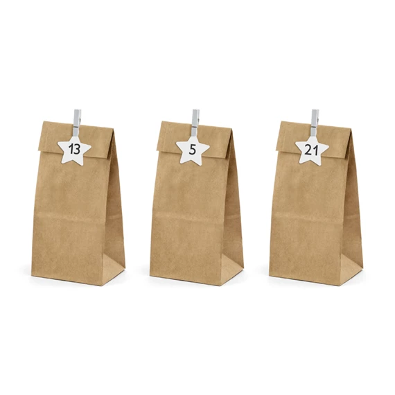 Adventi naptár tasakok, kézműves 8x6,5x21 cm S/24