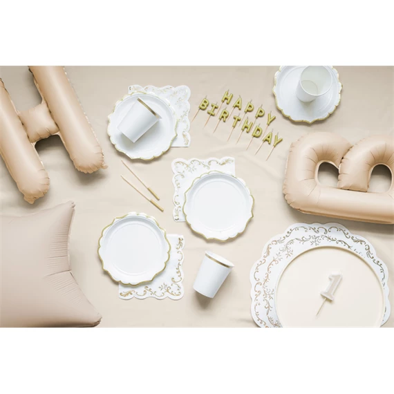 Alátétek arany díszítéssel, fehér, 35,5 cm S/6