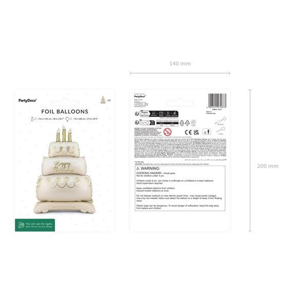 Álló lufi torta fólia 70x100 cm keverék