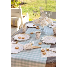 Asztali futó rács mintával, zsálya, 40x500 cm