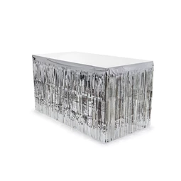 Asztalszoknya rojtos ezüst 300x80 cm