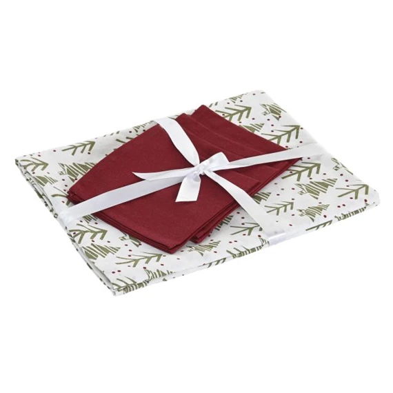 Asztalterítő szett fenyő mintával 150x150x0,2 cm S/5