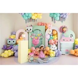 Baba doboz és macska fólia lufik, 43x46 cm és 35x37 cm, mix S/2