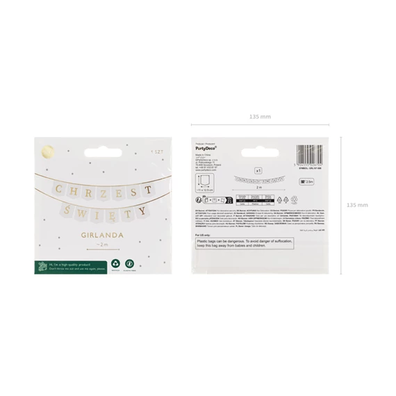 Banner Chrzest Święty 2 m fehér