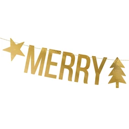 Banner boldog karácsonyt 10.5x150 cm arany