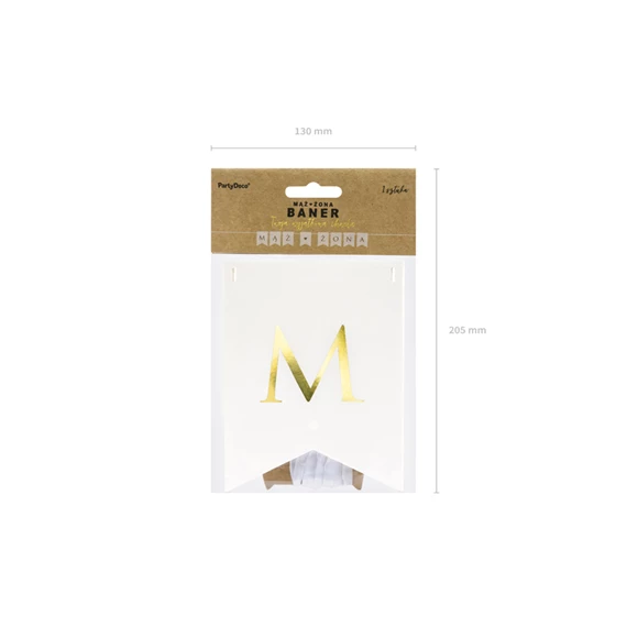 Banner férj feleség, fehér, 15 x 110 cm