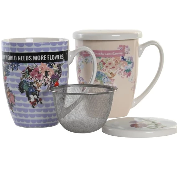 Bögre teás 12x9x11 cm 380 ml 2 féle