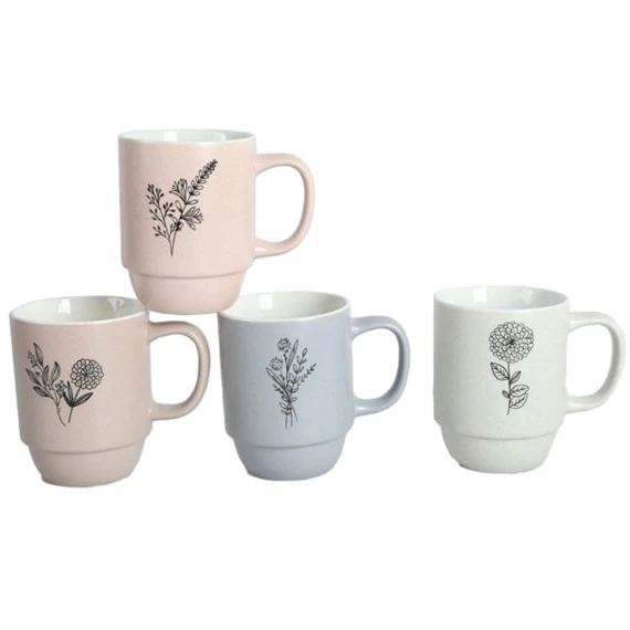 Bögre virág mintás 400 ml 8,6x5,5x11 cm 4 féle