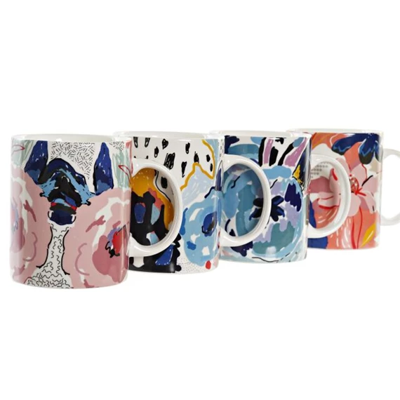 Bögre virágos 12x8x9,5 cm 320 ml 4 féle