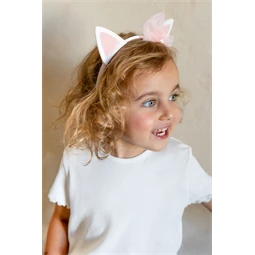 Fejpánt cicafül masnival rózsaszín 18,5x17 cm