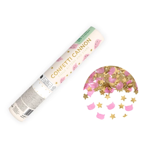 Csillag és macska alakú konfetti kilövő 20 cm