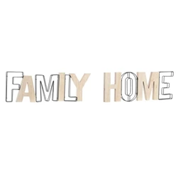 Dekoráció "Family" és "Home" felirat 44x2x15 cm 2 féle