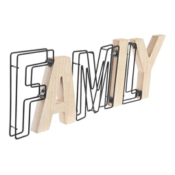 Dekoráció "Family" és "Home" felirat 44x2x15 cm 2 féle