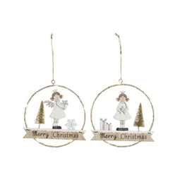 Dekoráció LED-es, akasztós angyal 16x2x17 cm 2 féle