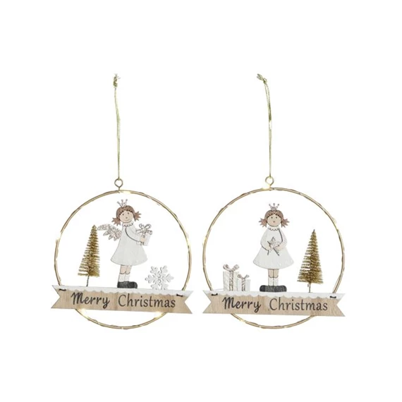 Dekoráció LED-es, akasztós angyal 16x2x17 cm 2 féle