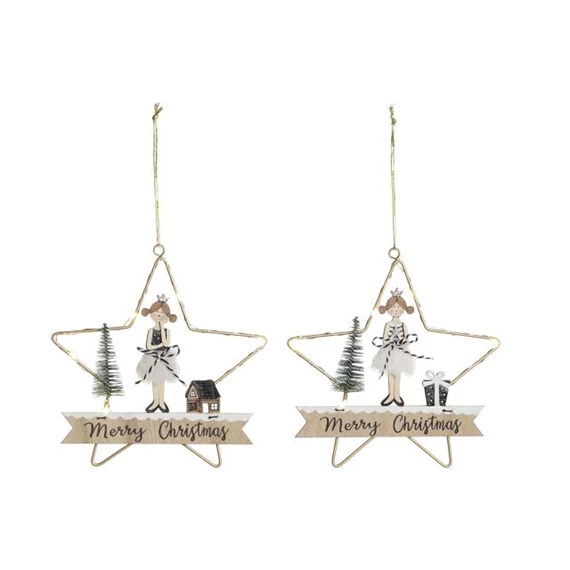 Dekoráció LED-es, akasztós 19,5x2x19 cm 2 féle