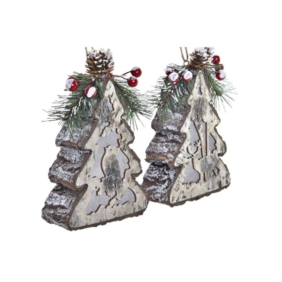 Dekoráció LED-es, akasztós fenyő 10x5,5x14 cm 2 féle