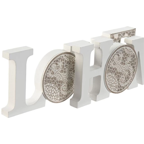 Dekoráció LOVE, HOME felirat 30x2,3x11 cm 2 féle