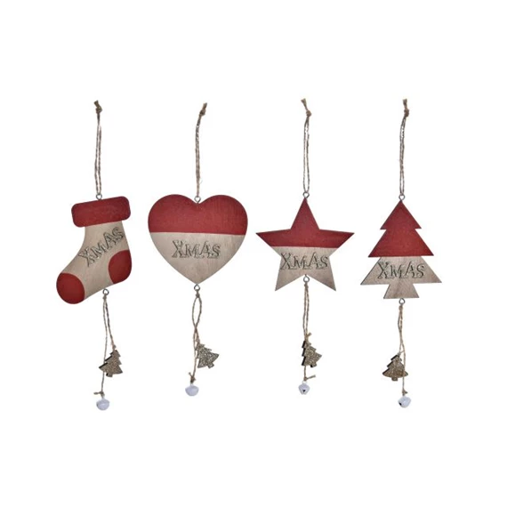 Dekoráció "Xmas" felirattal, akasztós 8,5x1x30 cm 4 féle