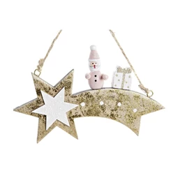 Dekoráció akasztós csillag 14x1x9 cm 3 féle