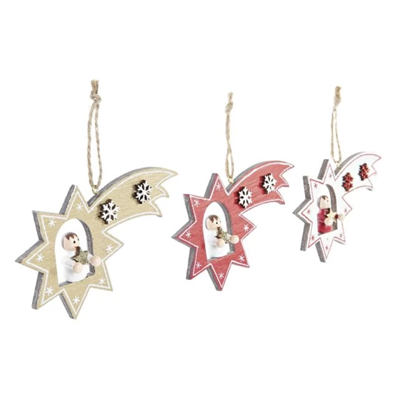 Dekoráció akasztós csillag 17x11x32 cm 3 féle