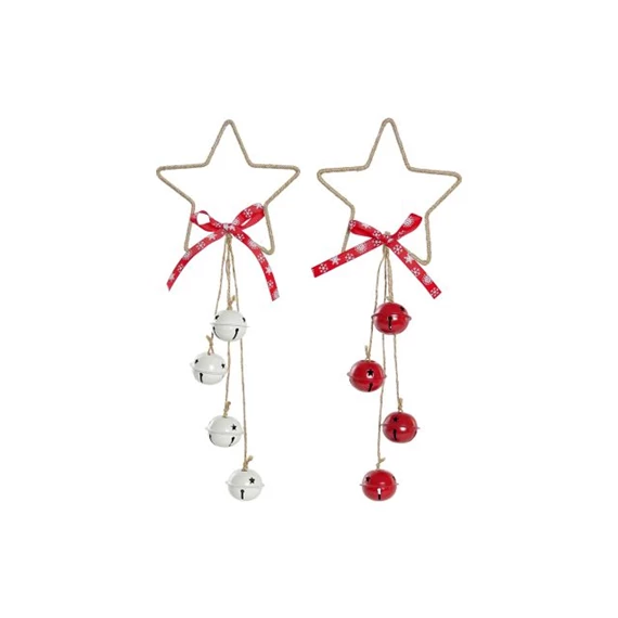 Dekoráció akasztós csillag 6,5x6,5x42 cm 2 féle