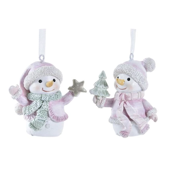 Dekoráció akasztós hóember 5,5x3,5x6 cm