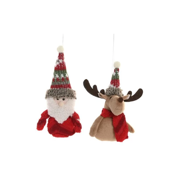 Dekoráció akasztós mikulás, szarvas 25x17x20 cm 2 féle