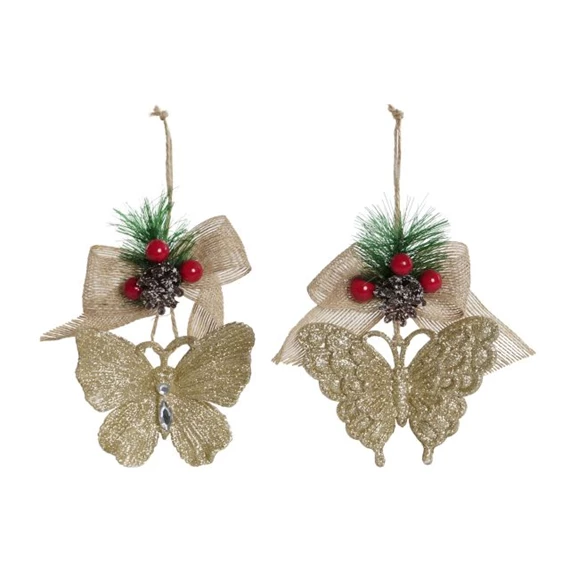 Dekoráció akasztós pillangó 12x5x12 cm 2 féle