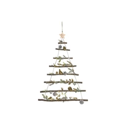 Dekoráció akasztós stilizált fenyő LED-es 58x6x80 cm