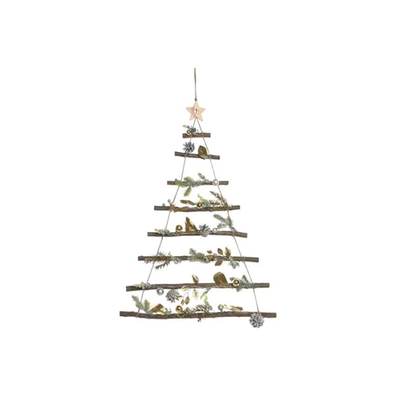 Dekoráció akasztós stilizált fenyő LED-es 58x6x80 cm