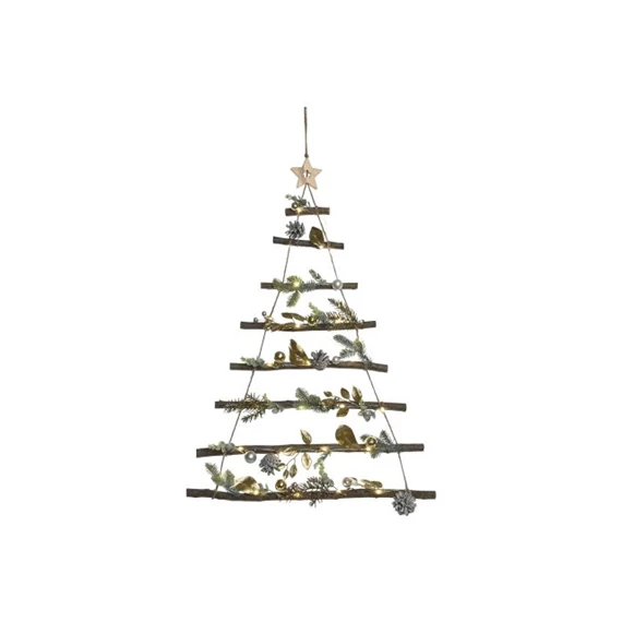 Dekoráció akasztós stilizált fenyő LED-es 58x6x80 cm