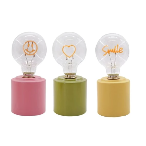 Dekoráció fényforrás villanykörte 8x8x18 cm 3 féle