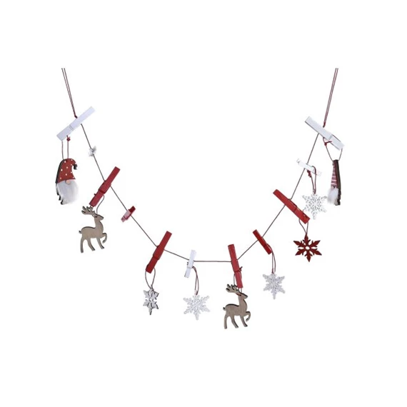 Dekoráció girland csipeszes 80x1,4x16 cm