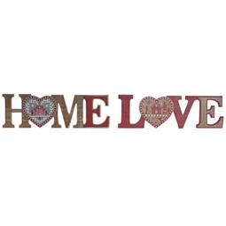 Dekoráció "Home" és "Love" felirat 40x1x12,5 cm 2 féle