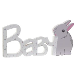 Dekoráció "Baby" felirat nyúllal 30x2x8 cm