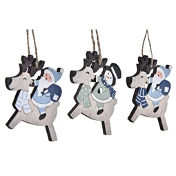 Dekoráció szett akasztós rénszarvas 21x8x1,5 cm S/3