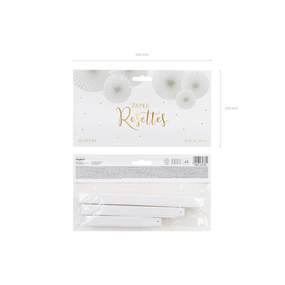 Dekorációs rozetták törtfehér 40 cm, 32 cm, 23 cm S/3