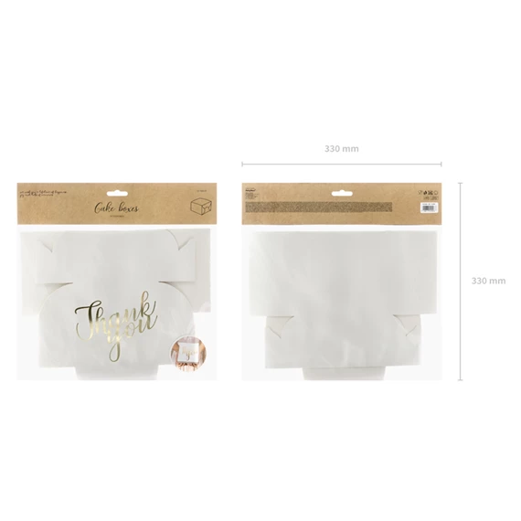 Dekoratív tortadobozok köszönöm arany 14x8,5x14 cm S/10