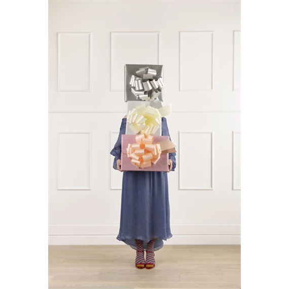 Dekorációs masni DIY ezüst 30 cm