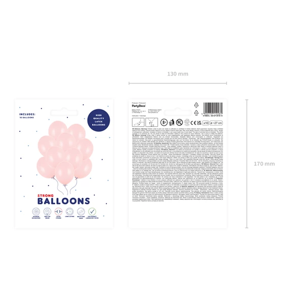 Erős lufi 27cm, pasztell halvány rózsaszín