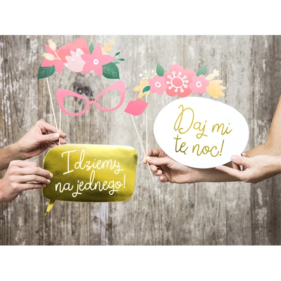 Esküvői fotó kellékek, mix 7x4 cm S/12