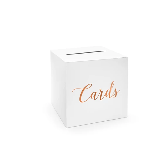 Esküvői kártya doboz kártyák rózsaarany 24x24x24 cm