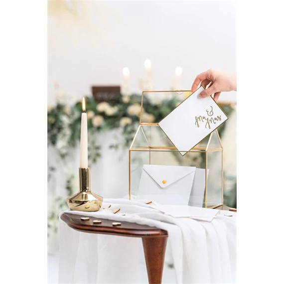 Esküvői kártyadoboz arany 13x21x21cm
