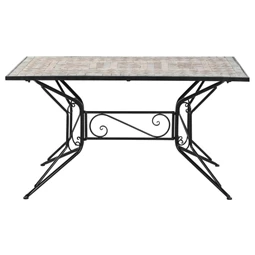 Étkezőasztal kovácsoltvas mozaik mintával 140x70x75,5 cm