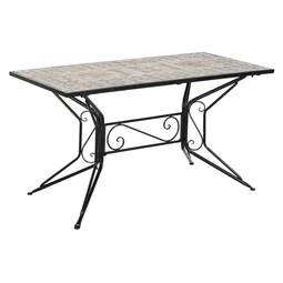 Étkezőasztal kovácsoltvas mozaik mintával 140x70x75,5 cm