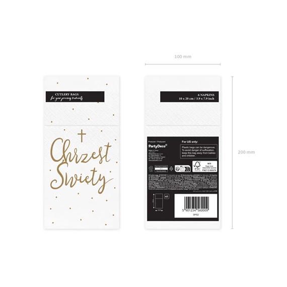 Evőeszköztartó chrzest święty 10x20 cm fehér S/6