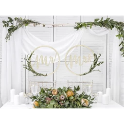 Fa dekor Mr+MRS felirat akasztós 38 cm natúr S/2