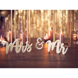 Fa felirat mr & mrs arany 50x10 cm