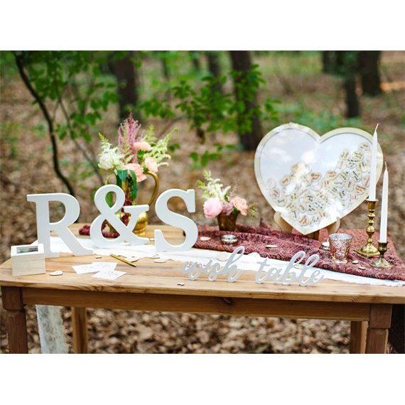 Fa felirat wish asztal fehér 40x10 cm